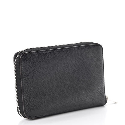 Celine Drummed Calfskin Zip Around Multifunction Wallet Black Citron 3 of 15