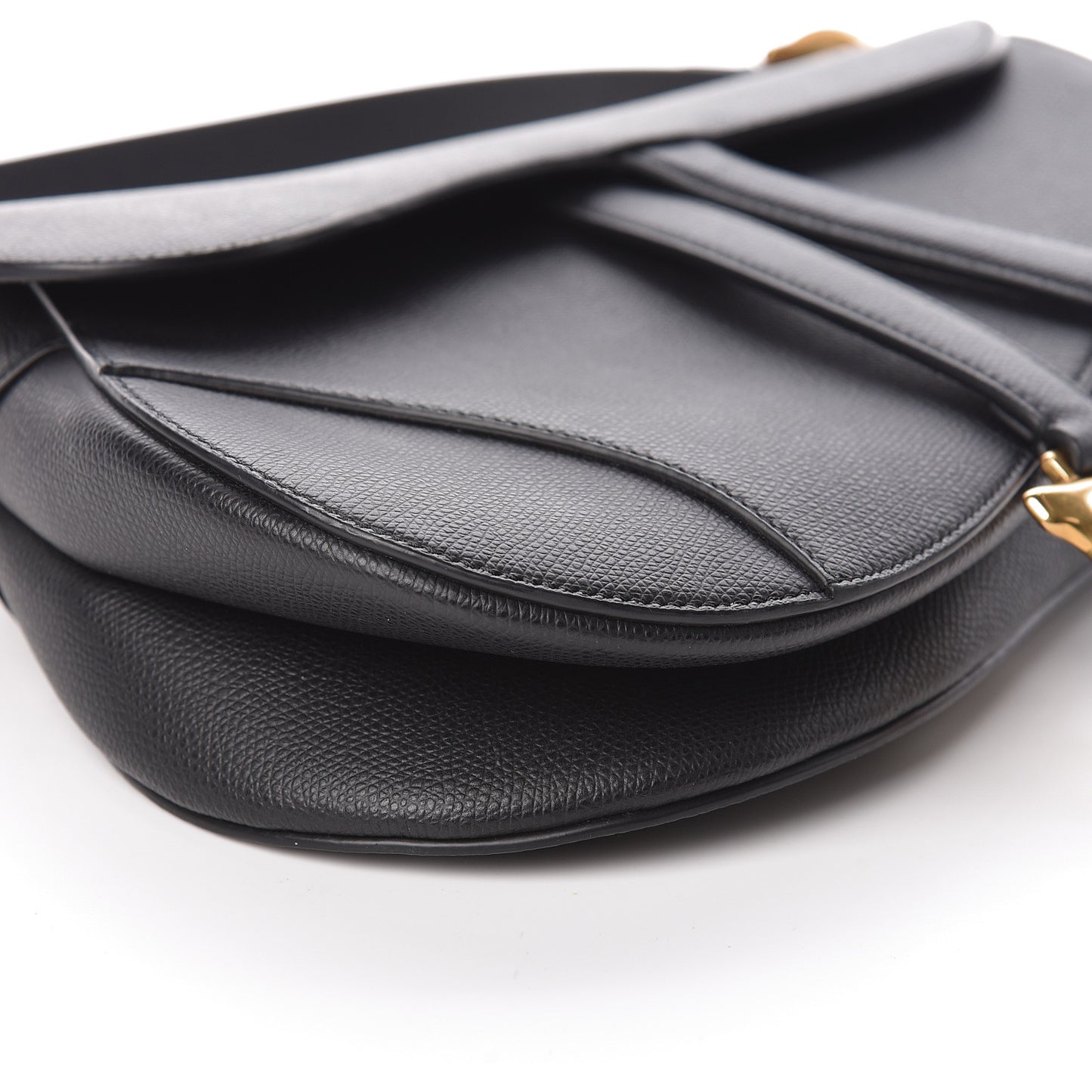Grained Calfskin Saddle Bag Black