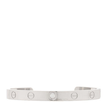Cartier 18K White Gold 1 Diamond LOVE Cuff Bracelet 16 1 of 3