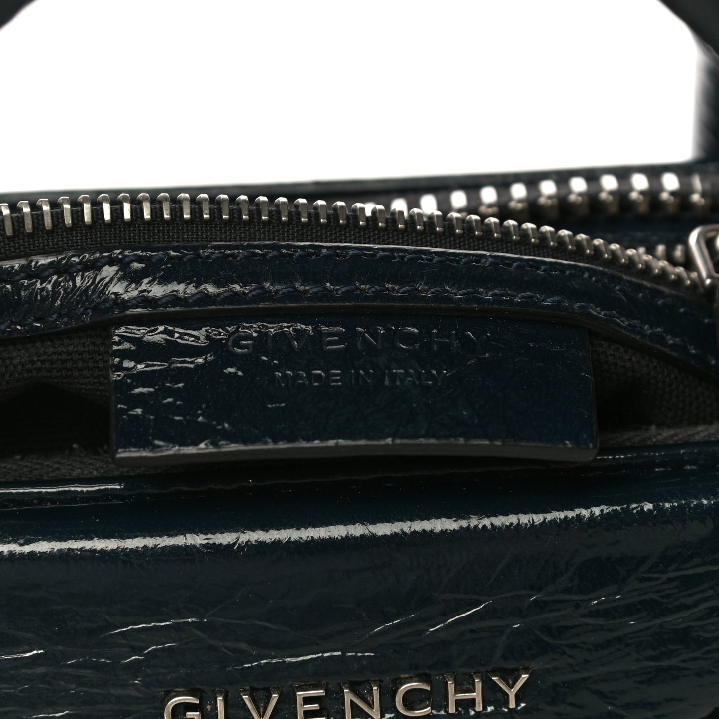 Textured Patent Calfskin Small Antigona Storm Blue
