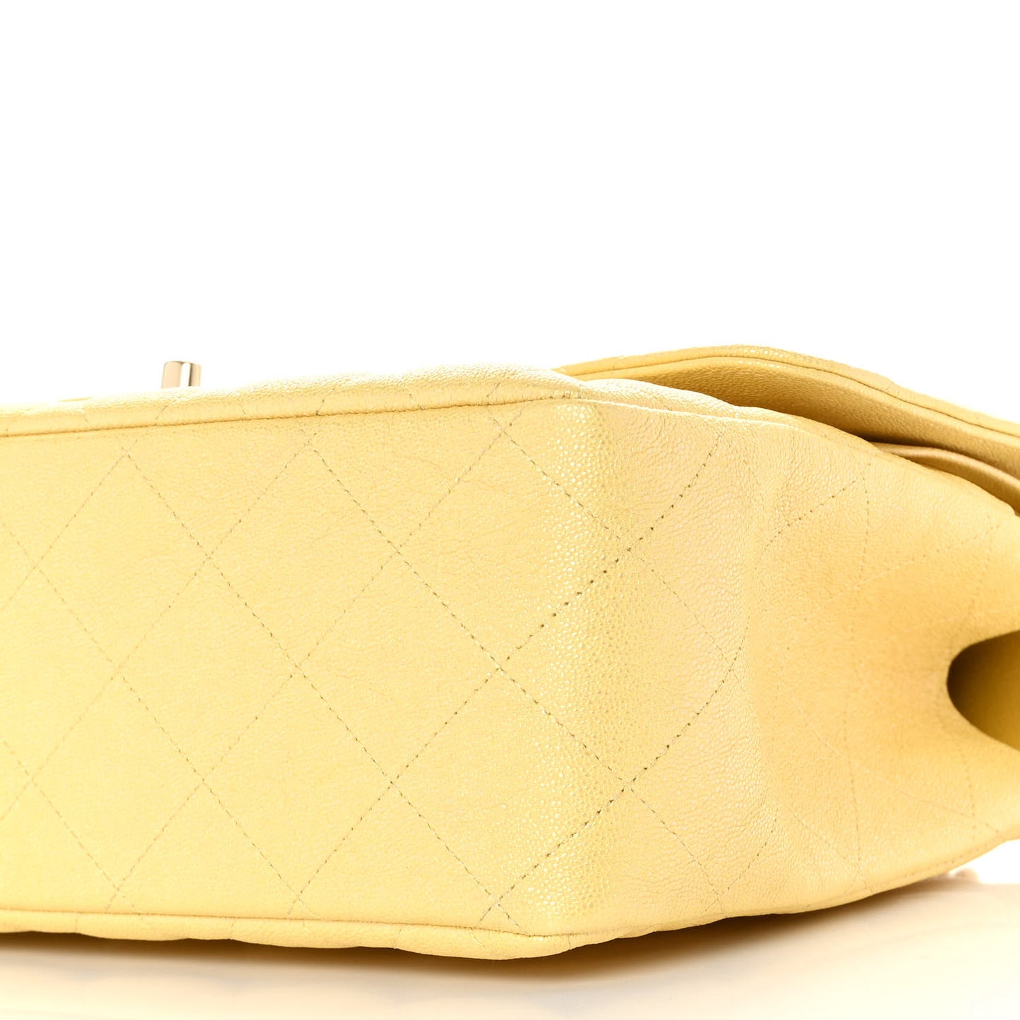 Iridescent Caviar Quilted Jumbo Double Flap Jaune Yellow