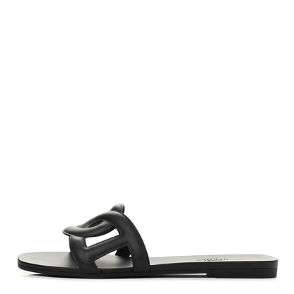 Hermes Rubber Aloha Sandals 38 Black 1 of 8
