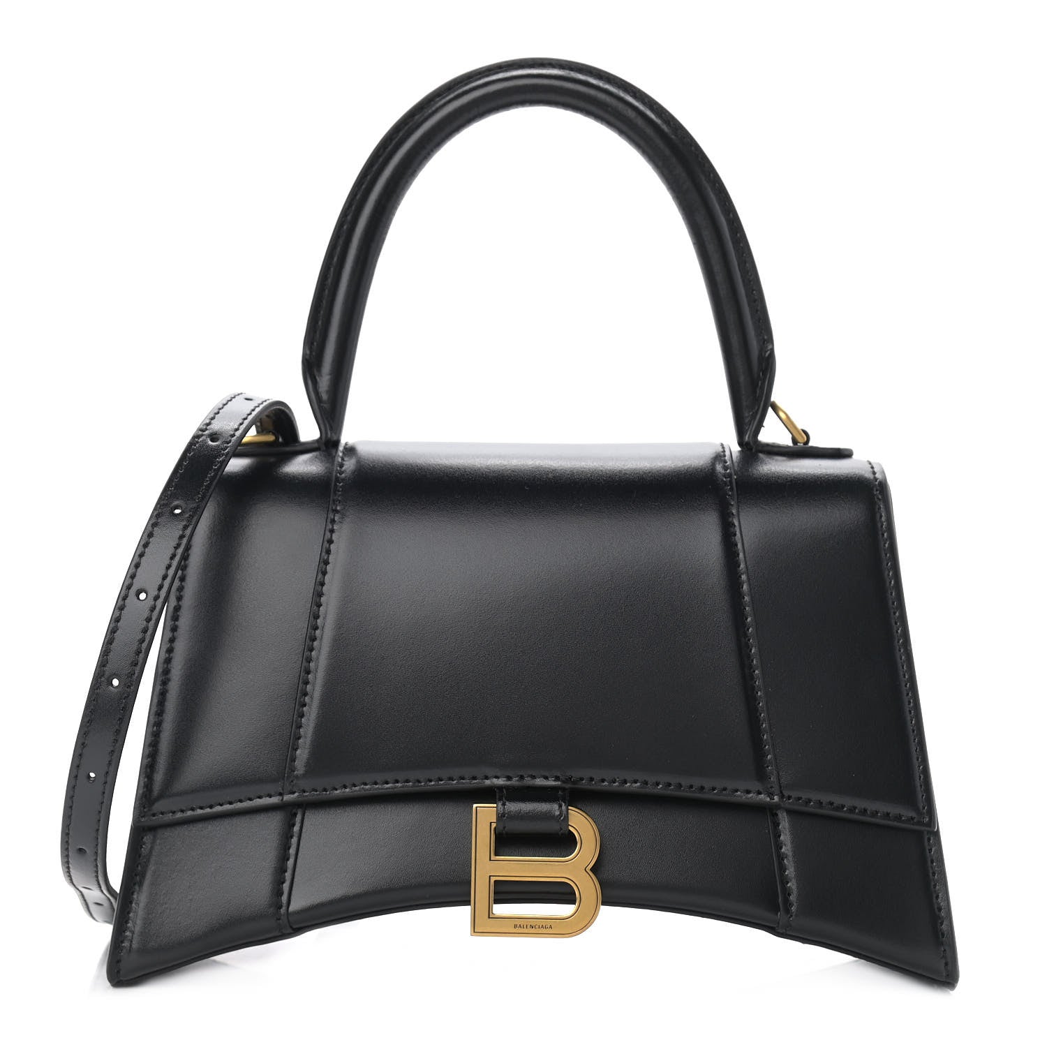 Balenciaga Shiny Box Calfskin Small Hourglass Top Handle Bag Black 1 of 12