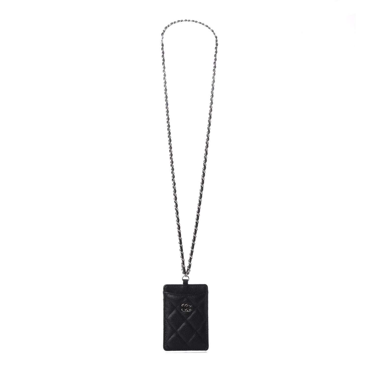 Chanel Caviar Quilted Card Holder On Chain Black 1 of 8