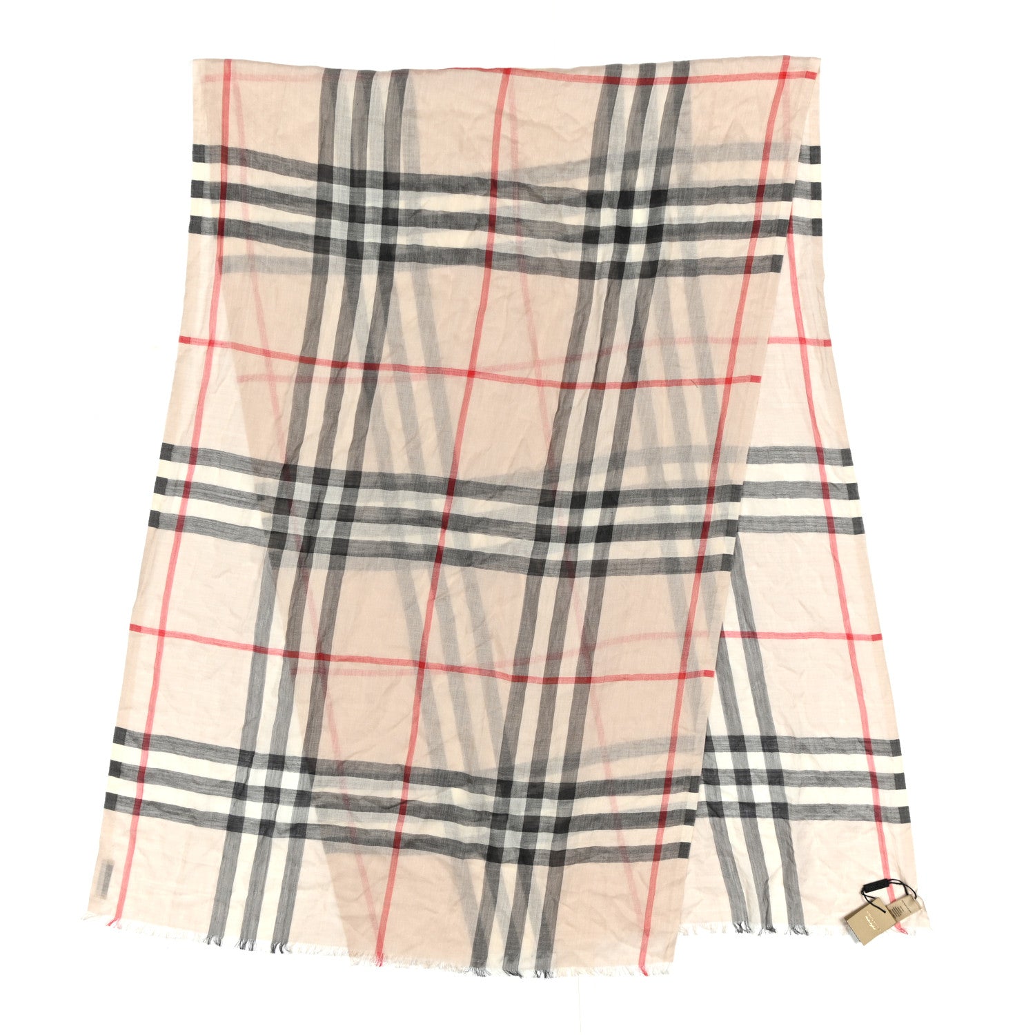 Burberry Wool Silk Gauze Giant Check Lightweight Scarf Stone 2 of 4