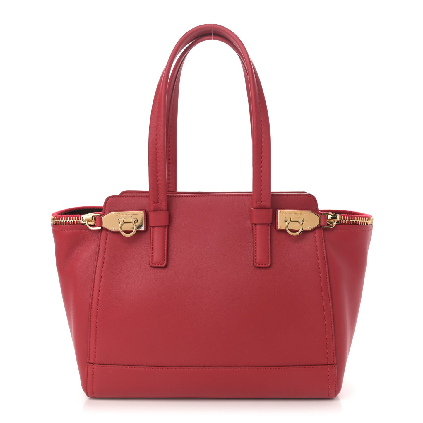Calfskin Small Verve Double Zip Tote Rosso