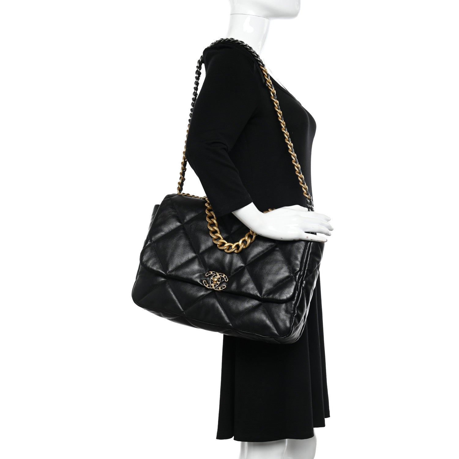 Chanel Lambskin Quilted Maxi Chanel 19 Flap Black 2 of 11
