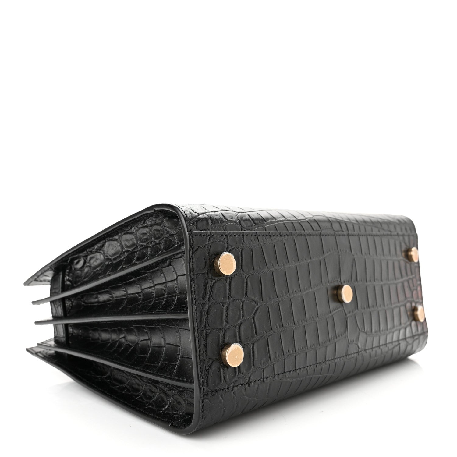 Saint Laurent Calfskin Crocodile Embossed Baby Sac De Jour Black 4 of 10