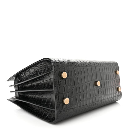 Saint Laurent Calfskin Crocodile Embossed Baby Sac De Jour Black 4 of 10