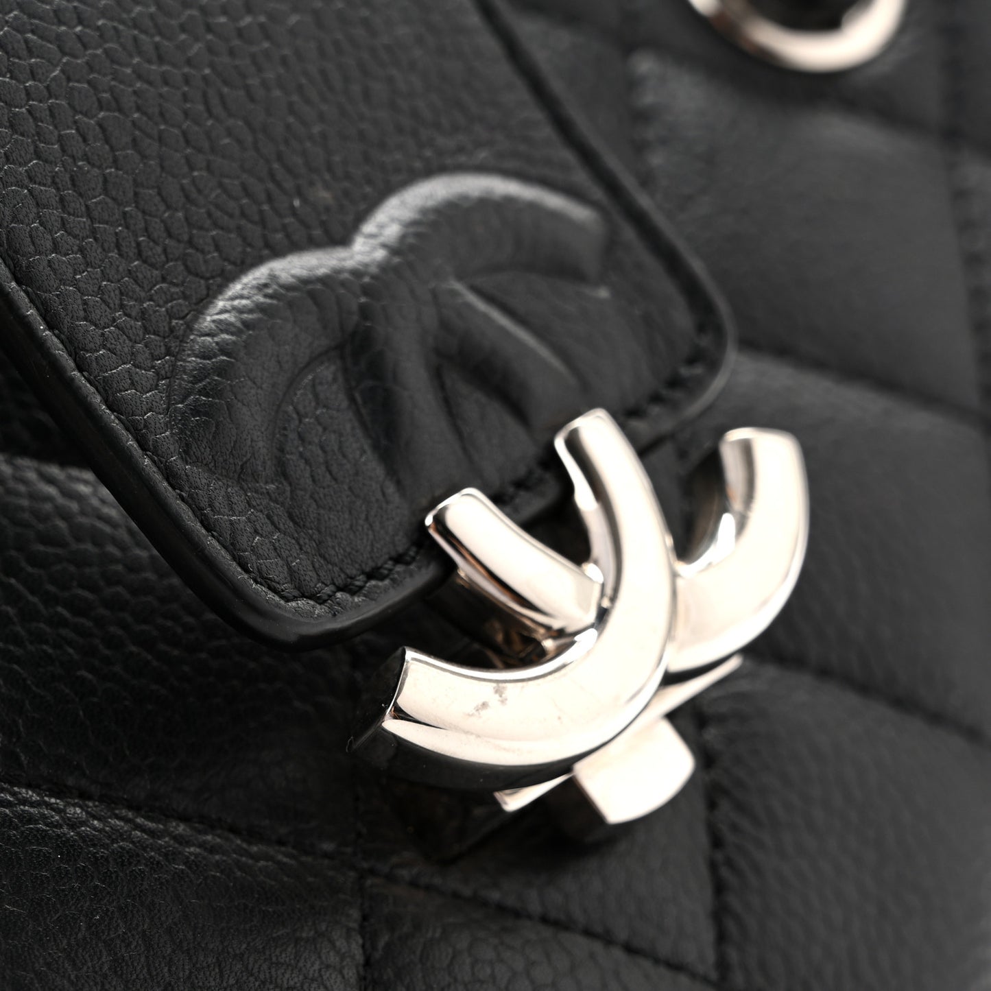 Caviar Quilted Small CC Box Shopping Tote Black