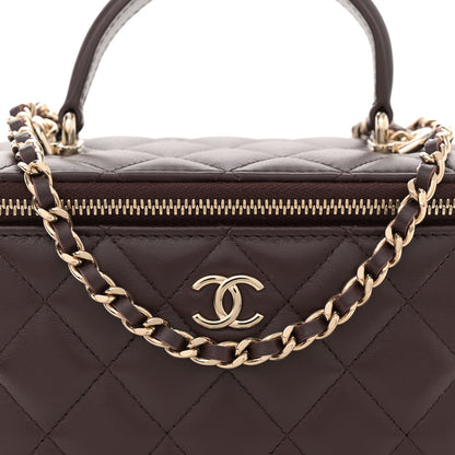 Chanel Lambskin Quilted Small Top Handle Vanity Case With Chain Dark Brown 8 of 11