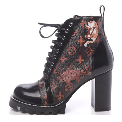 Louis Vuitton Patent Calfskin Catogram Star Trail Ankle Boots 41 Black Marron 1 of 9
