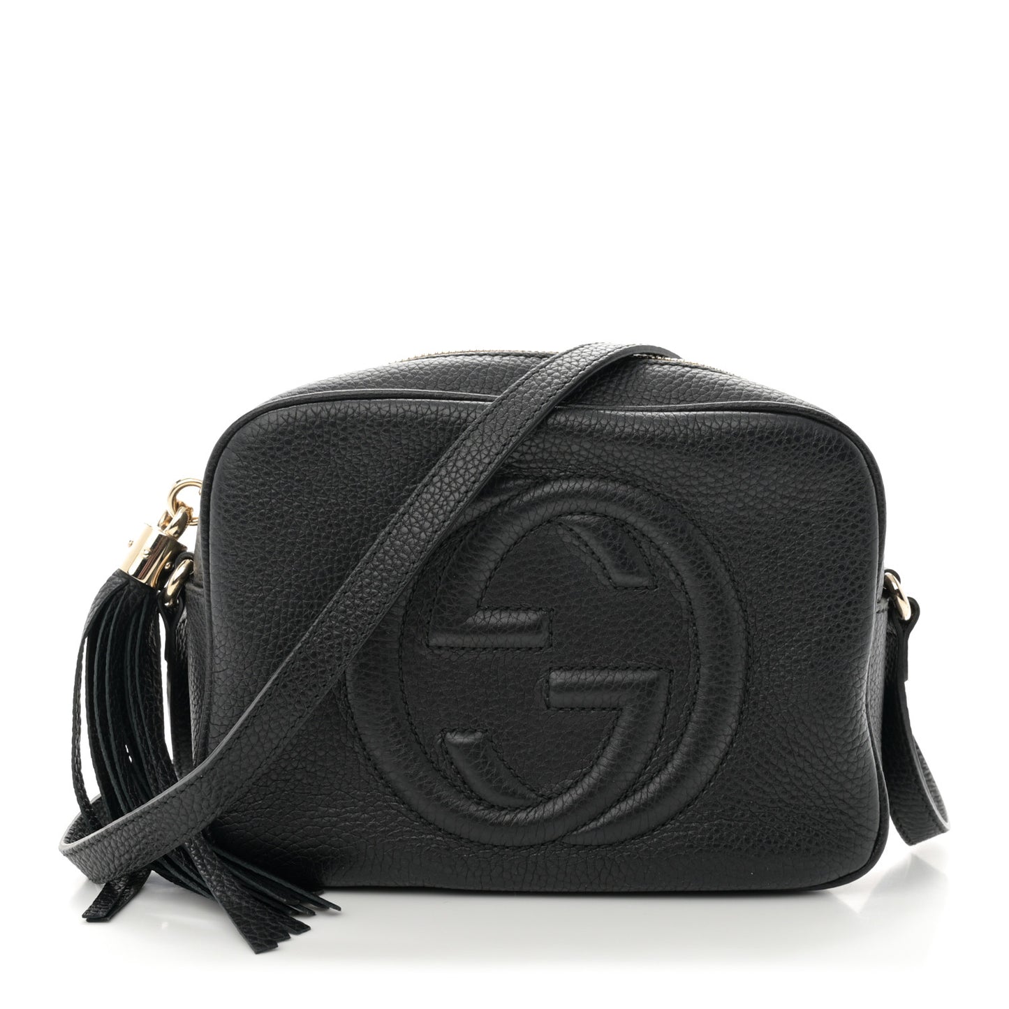 Pebbled Calfskin Small Soho Disco Bag Black