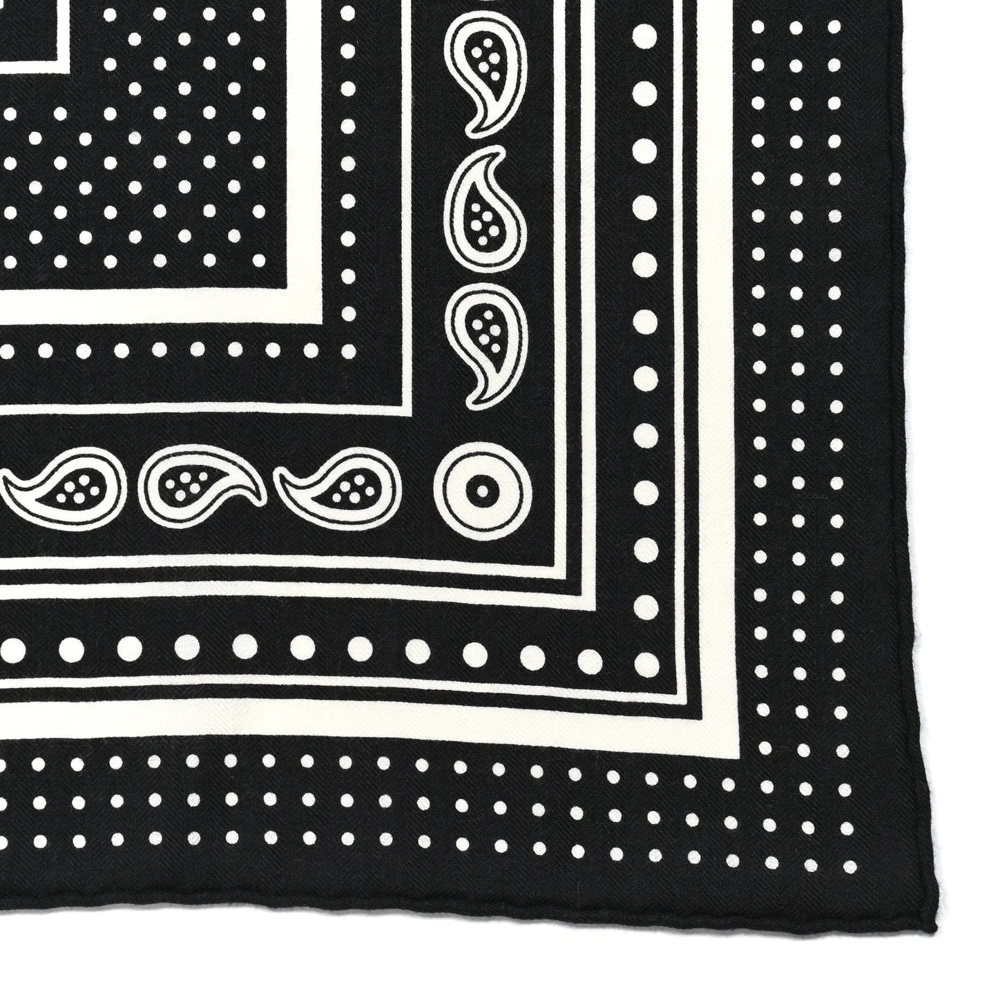Cashmere Silk Les Cles Bandana Shawl 140 Black White