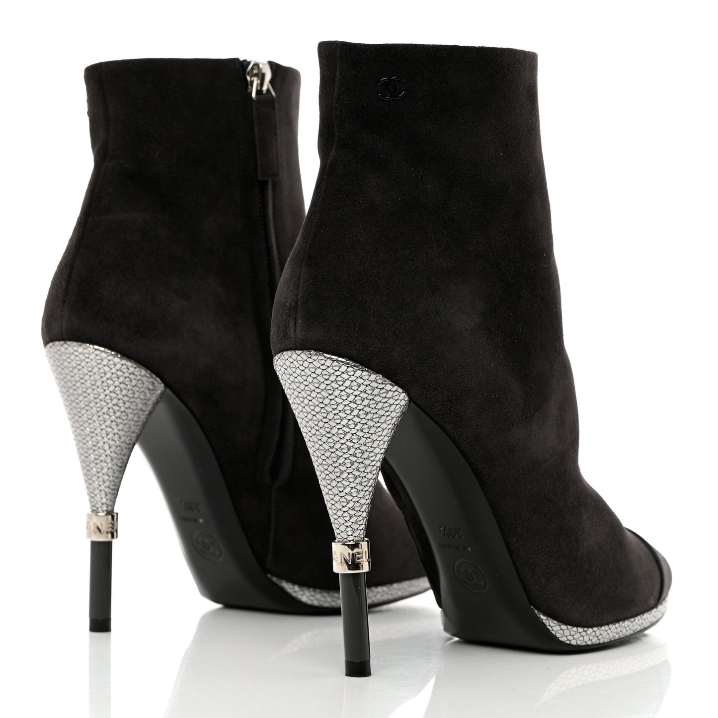 Suede Calfskin Satin Short Boots 39.5 Dark Grey