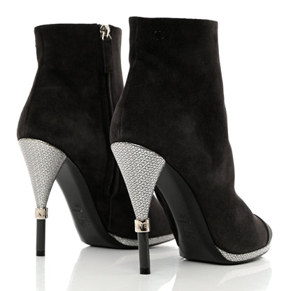 Chanel Suede Calfskin Satin Short Boots 39.5 Dark Grey 4 of 12