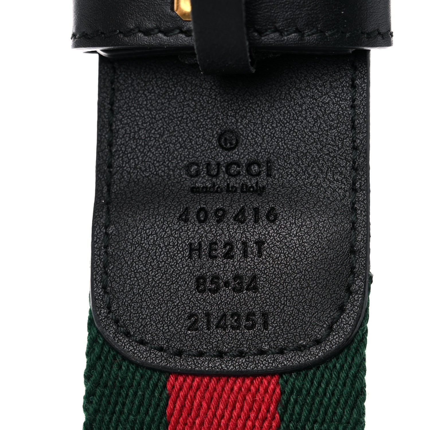 Gucci Nylon Calfskin Double G Web 40mm Belt 85 34 Green Red Black 3 of 6