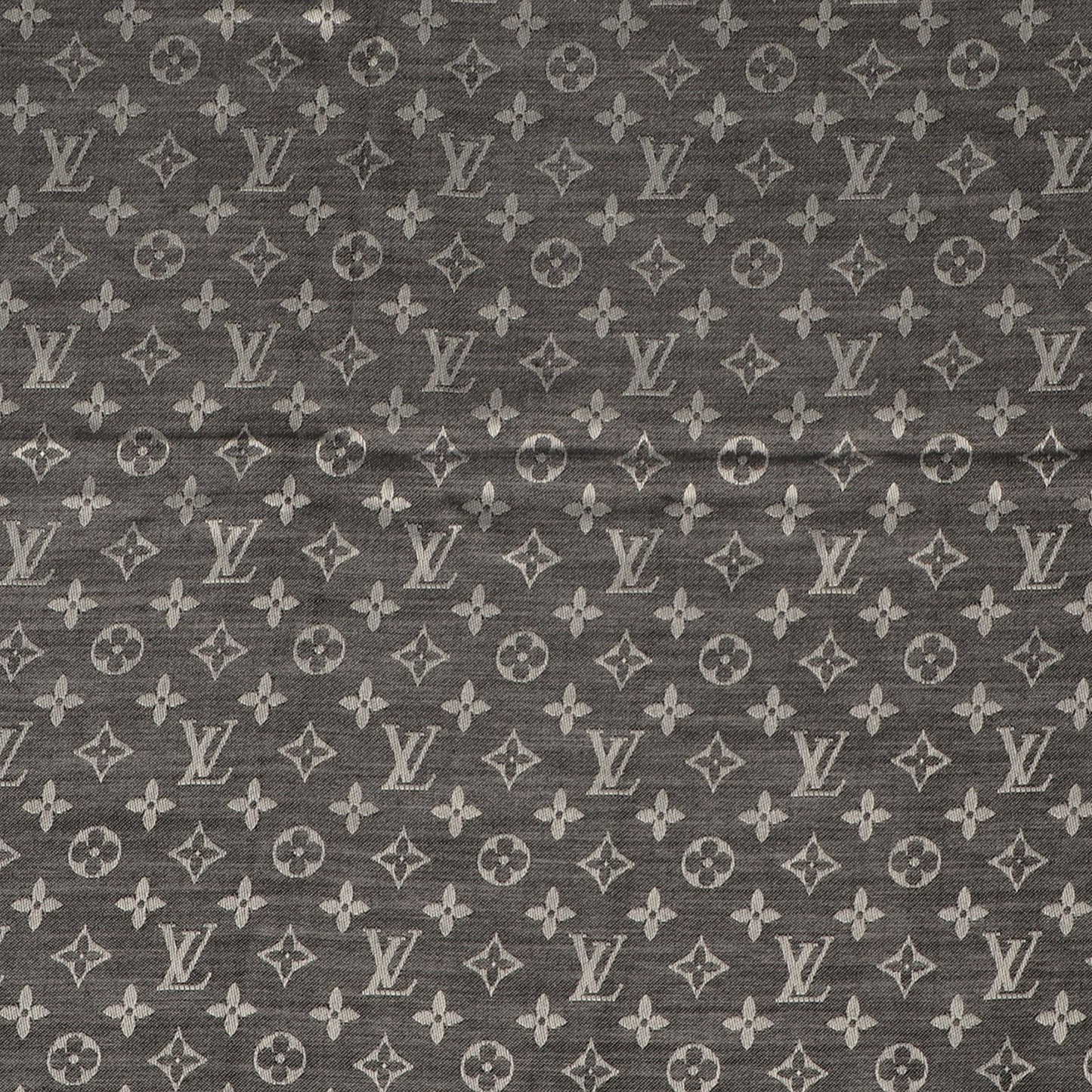 Wool Silk Monogram Denim Shawl Black