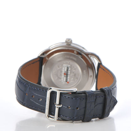 Hermes Stainless Steel Alligator 40mm Arceau Quartz Watch Bleu Abysse 7 of 9