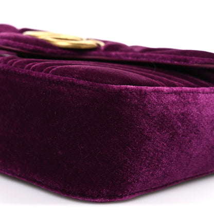 Gucci Velvet Matelasse Mini GG Marmont Shoulder Bag Fuchsia Violet Cyclamen 10 of 10