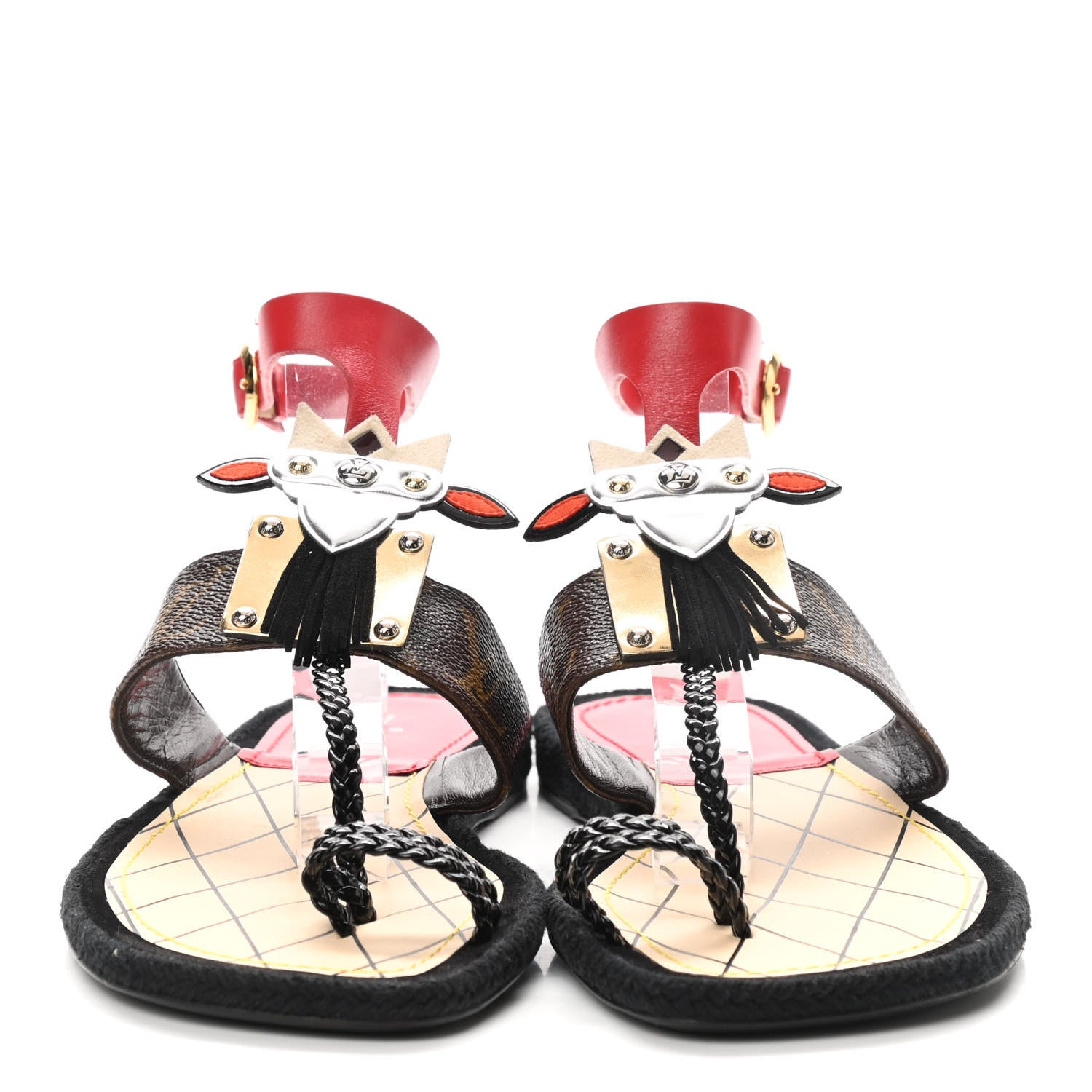 Louis Vuitton Calfskin Monogram Magic Spell Sandals 38 Rouge 2 of 9