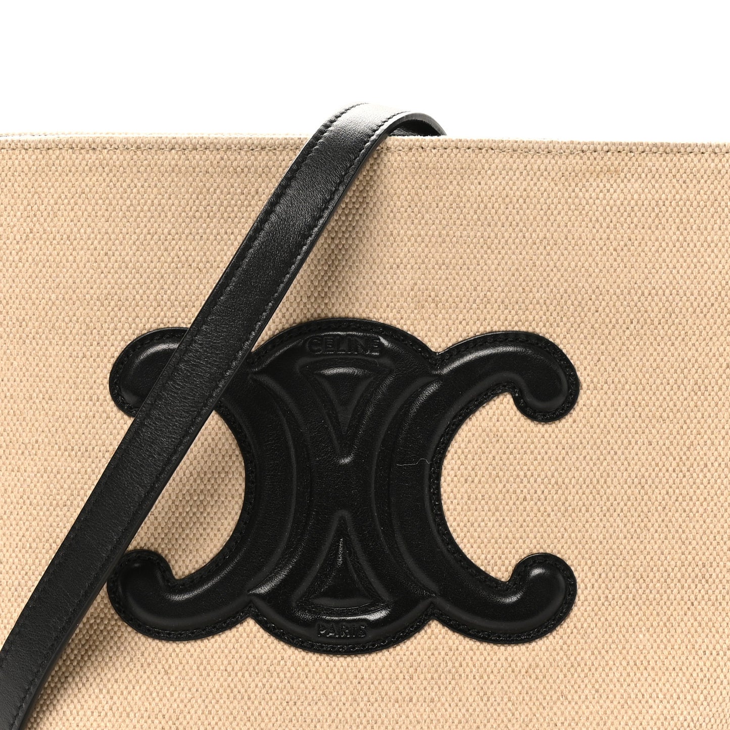 Canvas Calfskin Triomphe Small Bucket Bag Vanilla Black