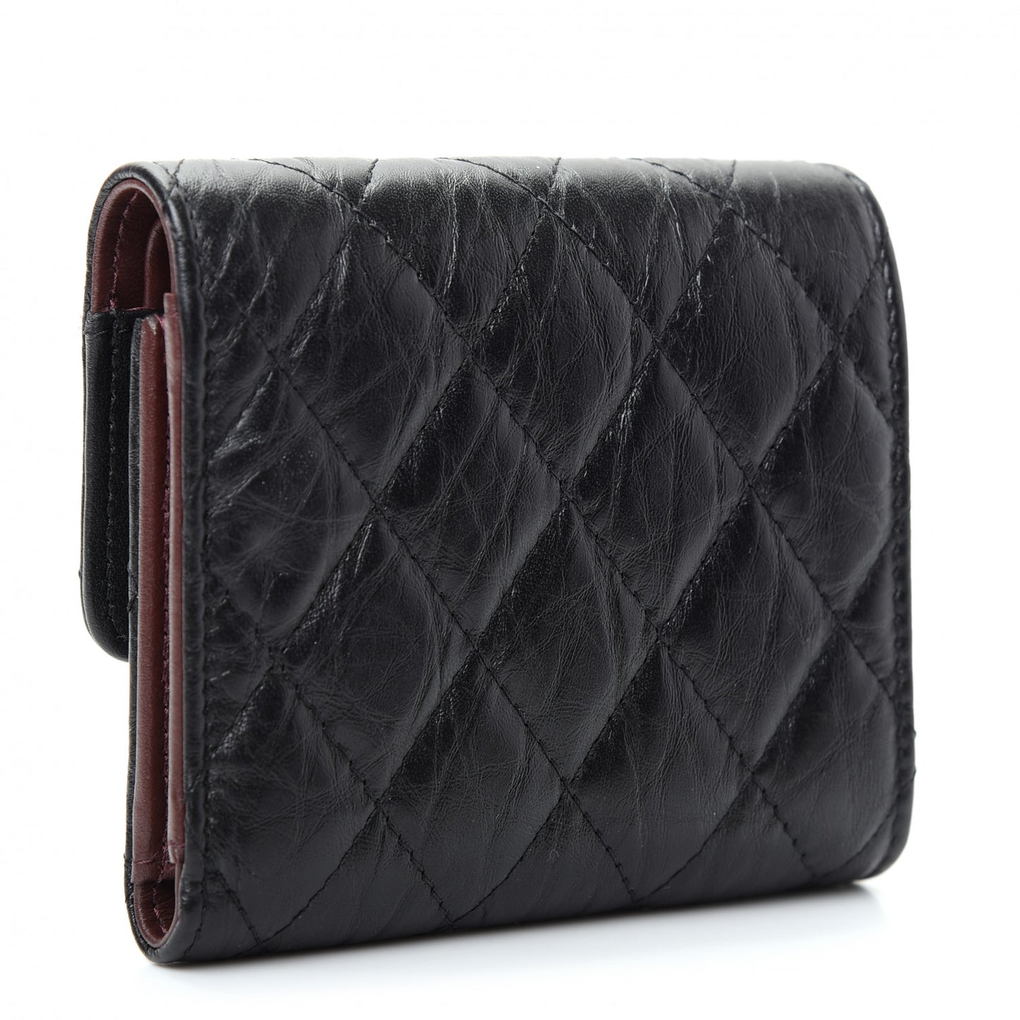 Aged Calfskin Quilted Reissue Compact Wallet Black