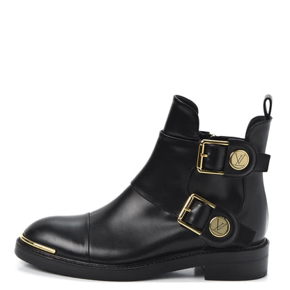 Louis Vuitton Calfskin Valley Flat Ankle Boots 35 Black 1 of 10