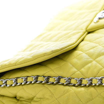 Chanel Washed Lambskin Quilted Maxi Chain Around Flap Yellow 16 of 18