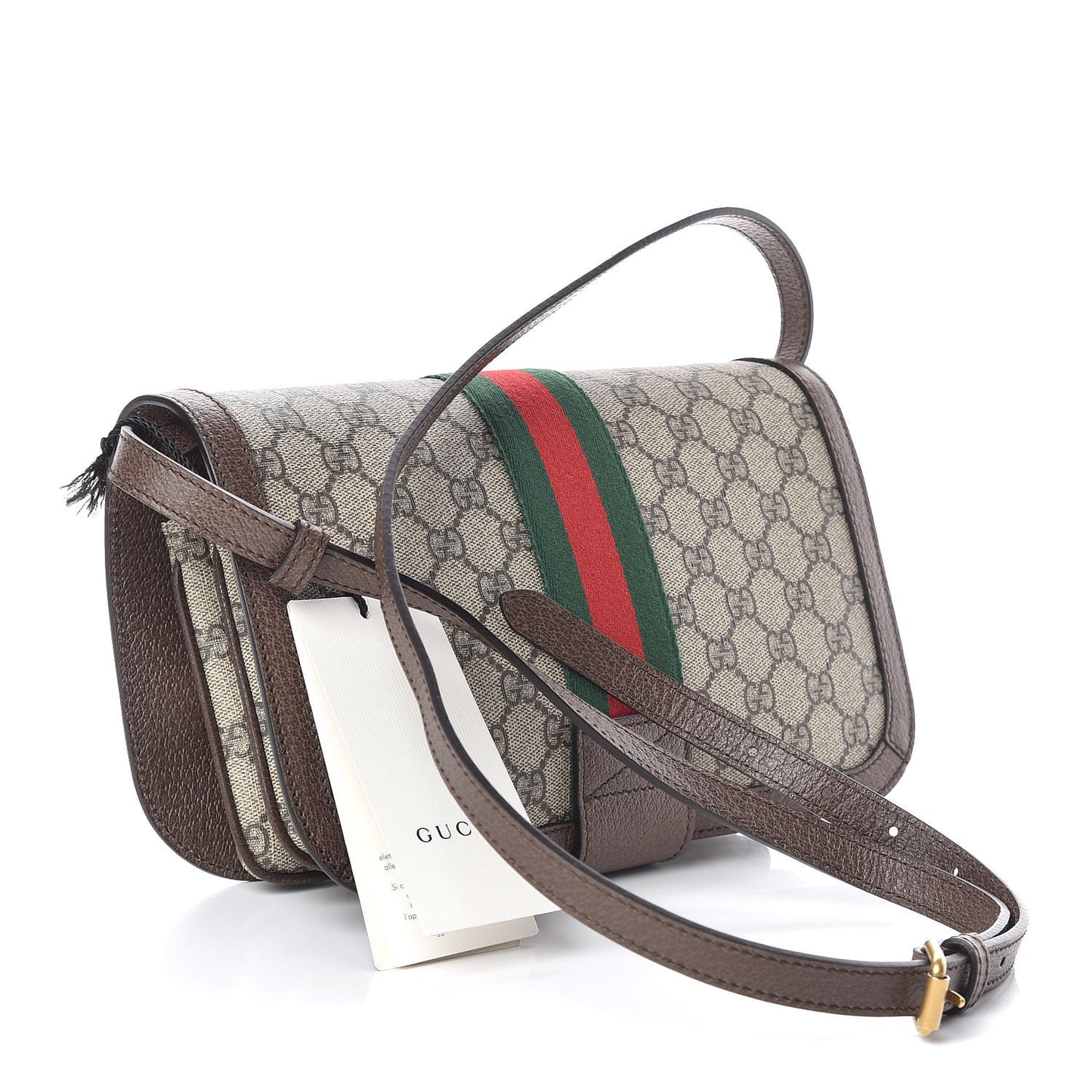 GG Supreme Monogram Web Ophidia Flap Messenger Bag Beige New Acero