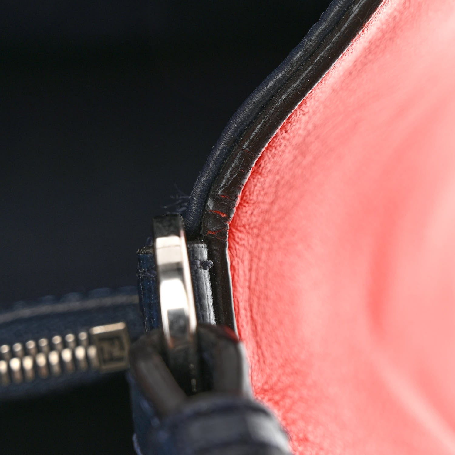 Fendi Vitello Elite Bi-Color Petite 2Jours Tote Blue Notte Papavero 11 of 11