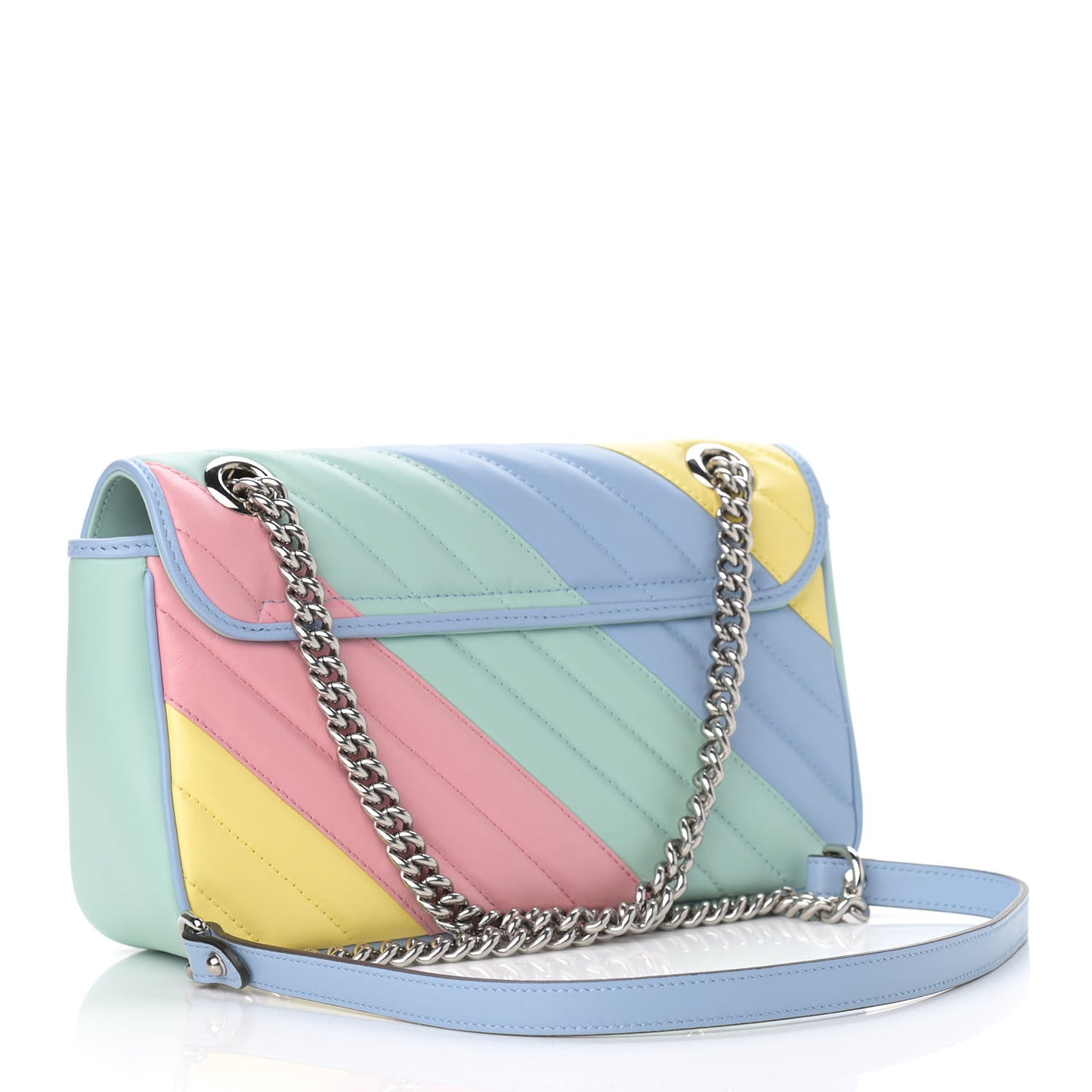 Calfskin Matelasse Diagonal Small GG Marmont Shoulder Bag Multicolor Pastel