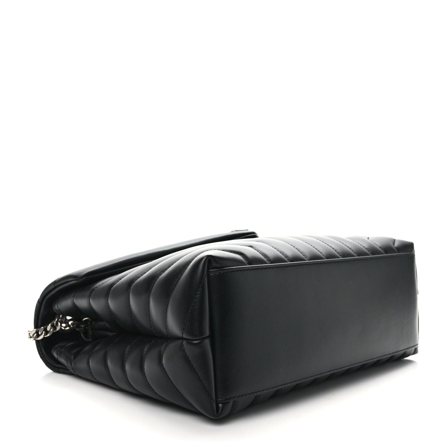 Calfskin Y Quilted Monogram Medium Loulou Chain Satchel Black