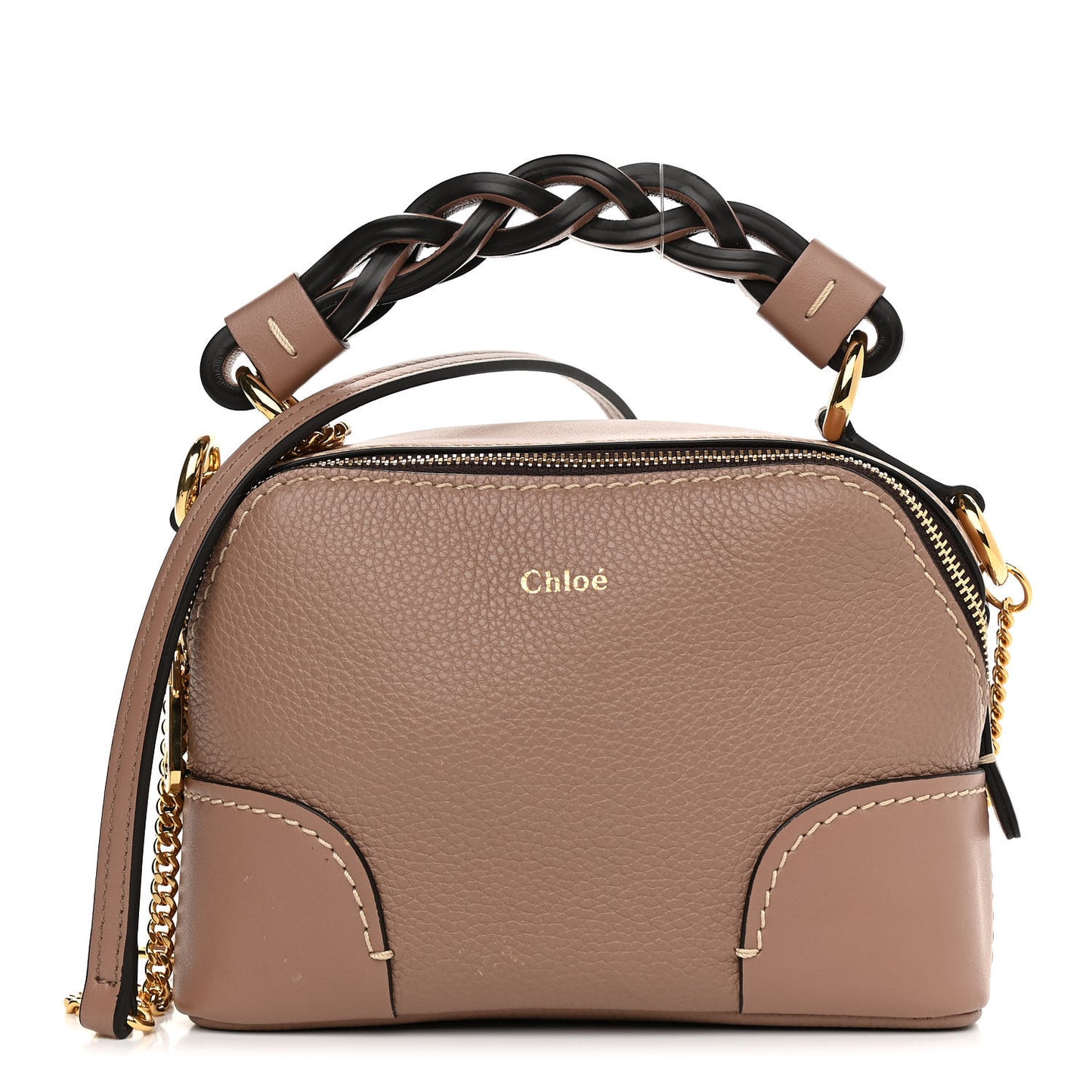 Calfskin Mini Daria Chain Bag Cement Brown