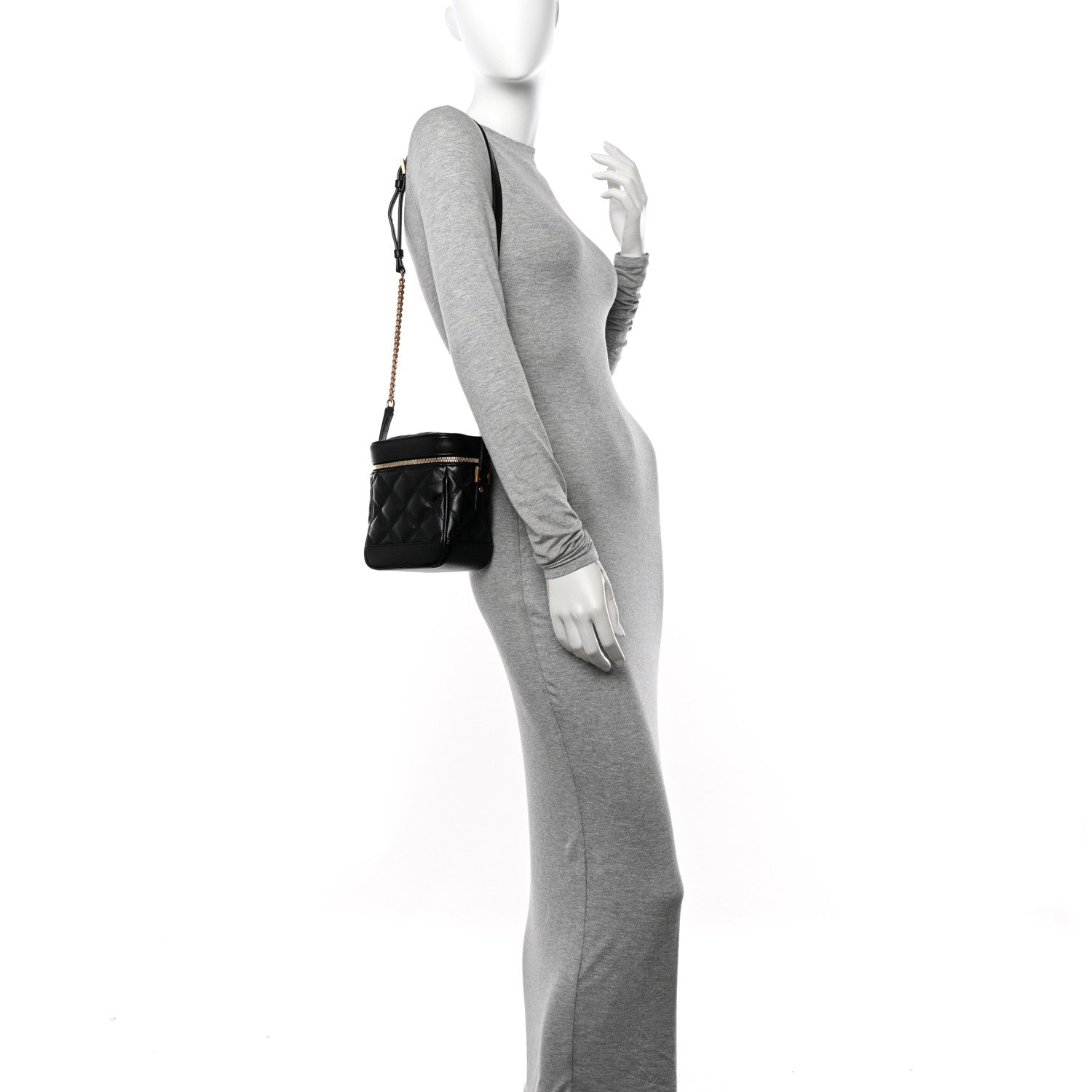 Saint Laurent Grain de Poudre Quilted 80's Vanity Bag Black 2 of 11