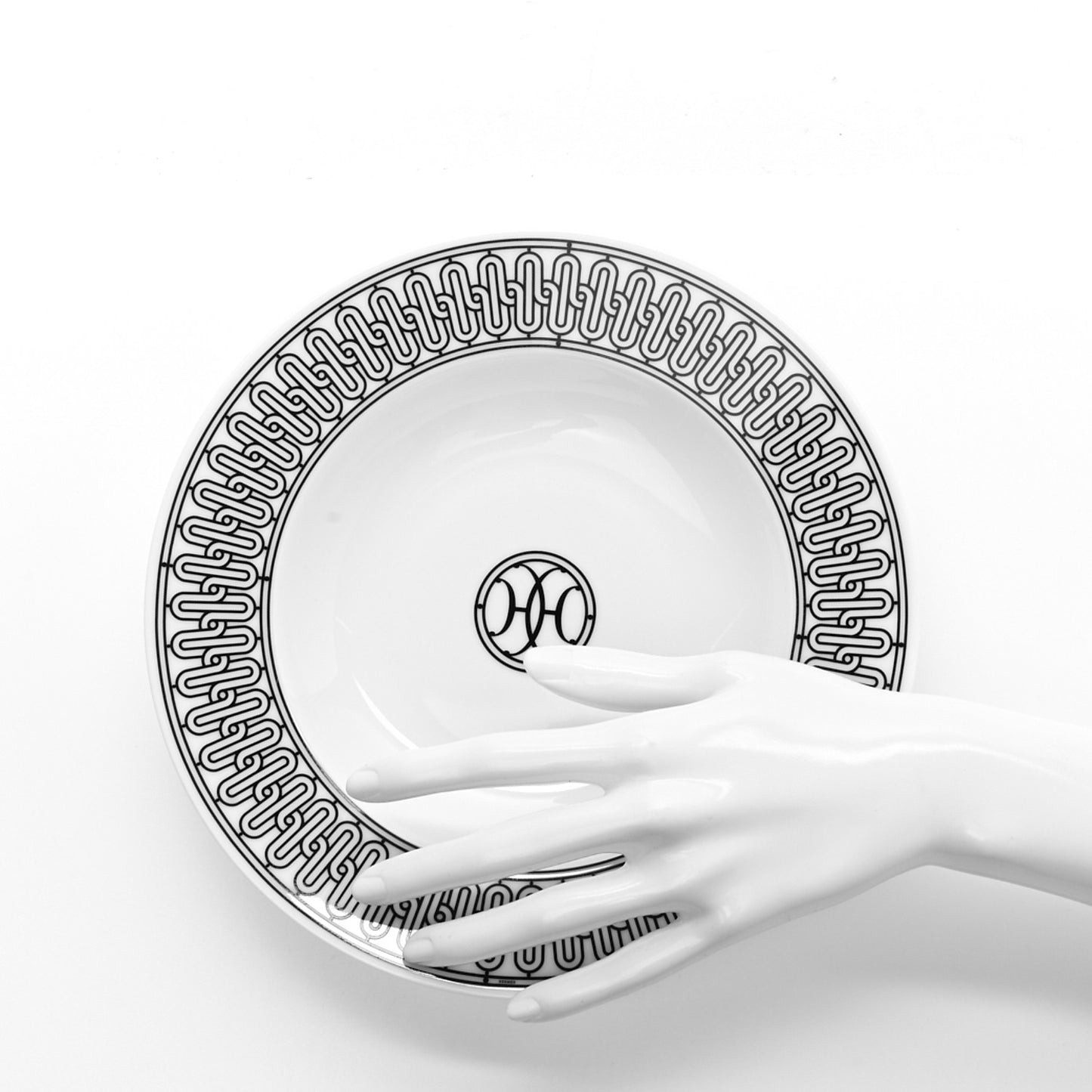 Porcelain H Deco Soup Bowl Set of 2 Black White