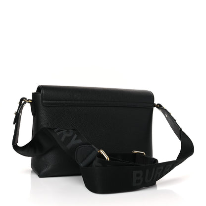 Burberry Coated Canvas Calfskin Vintage Check Medium Note Crossbody Bag Black 3 of 8