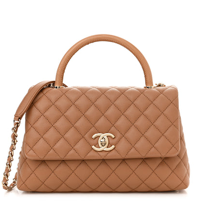 Chanel Caviar Quilted Lizard Embossed Small Coco Handle Flap Brown 1 of 10