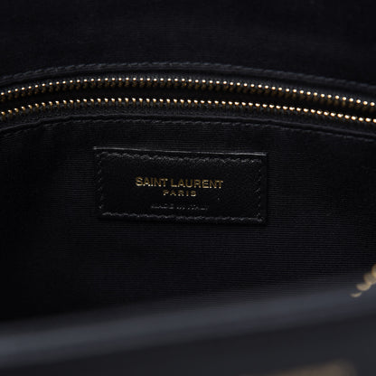 Saint Laurent Grain De Poudre Matelasse Chevron Medium Tribeca Shopping Bag Black 9 of 11