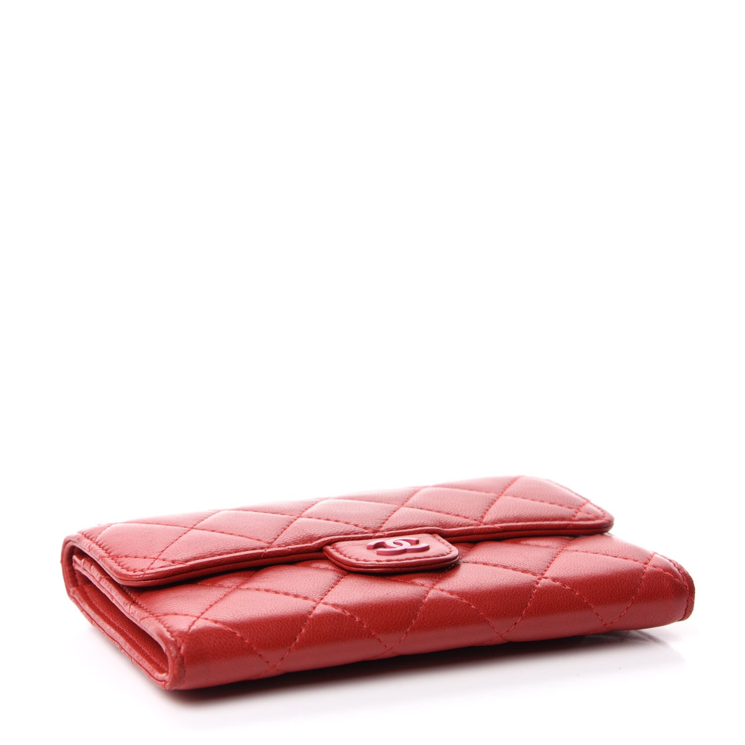 Chanel Lambskin Quilted Small Flap Wallet Red 4 of 9