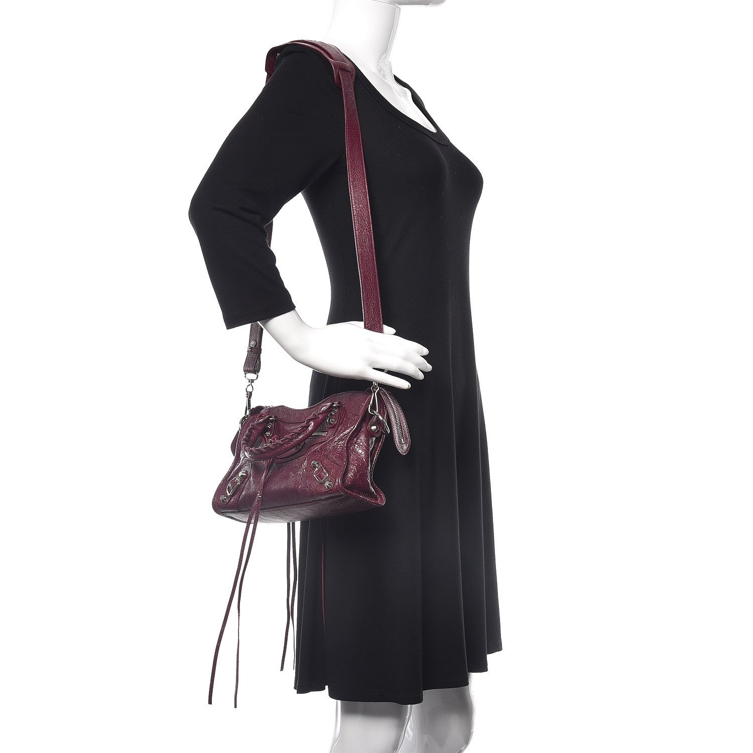 Balenciaga Agneau Classic Silver Hardware Mini City Violet Prune 2 of 9