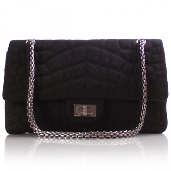 Chanel Jersey Crocodile REISSUE Jumbo Flap Black 1 of 9