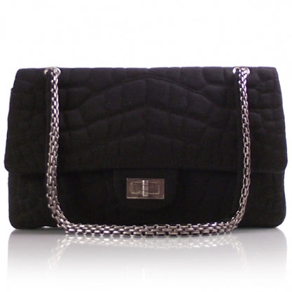 Chanel Jersey Crocodile REISSUE Jumbo Flap Black 1 of 9