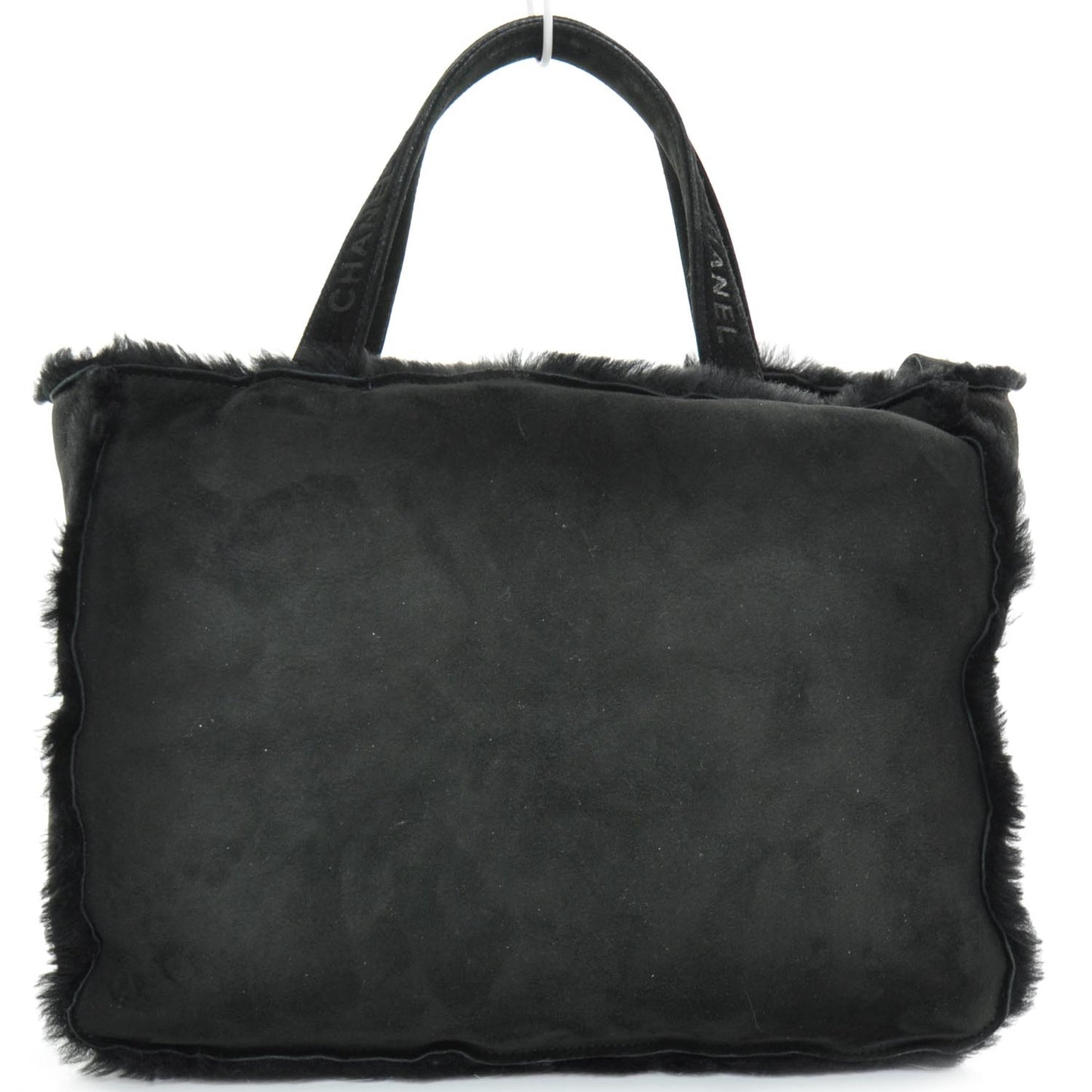 Suede Shearling Fur Handbag Black