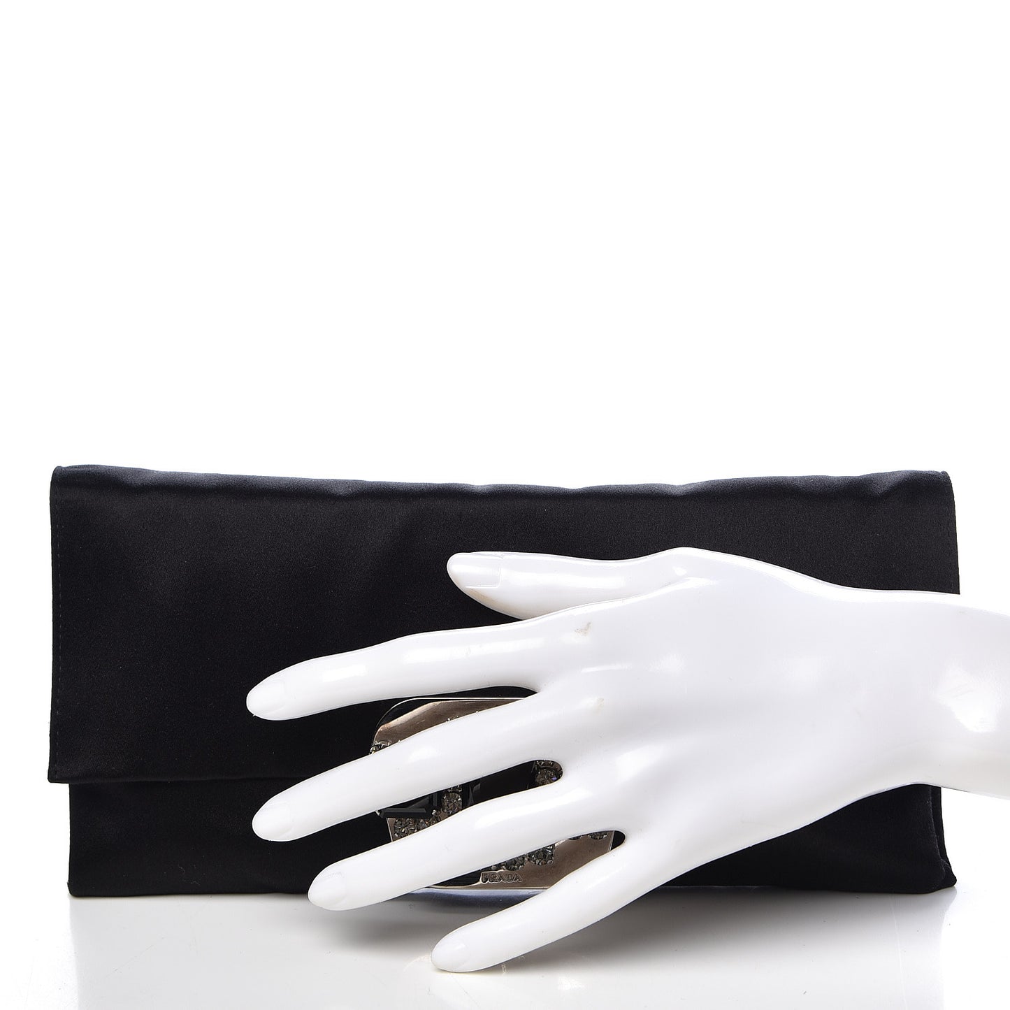 Satin Crystal Clutch Black