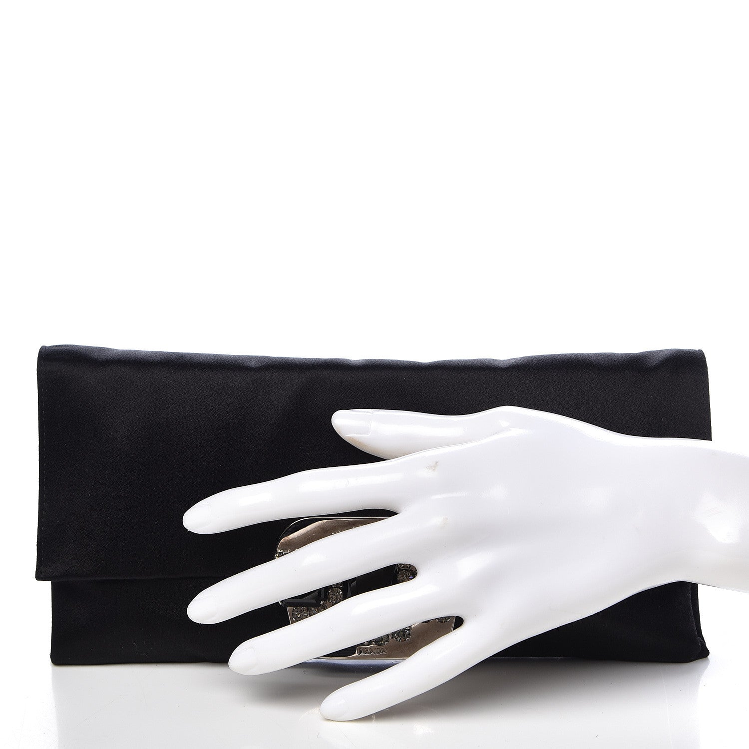 Prada Satin Crystal Clutch Black 2 of 10