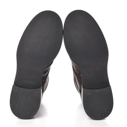 Louis Vuitton Calfskin Monogram Wonderland Flat Ranger Boots 38 Black 5 of 7
