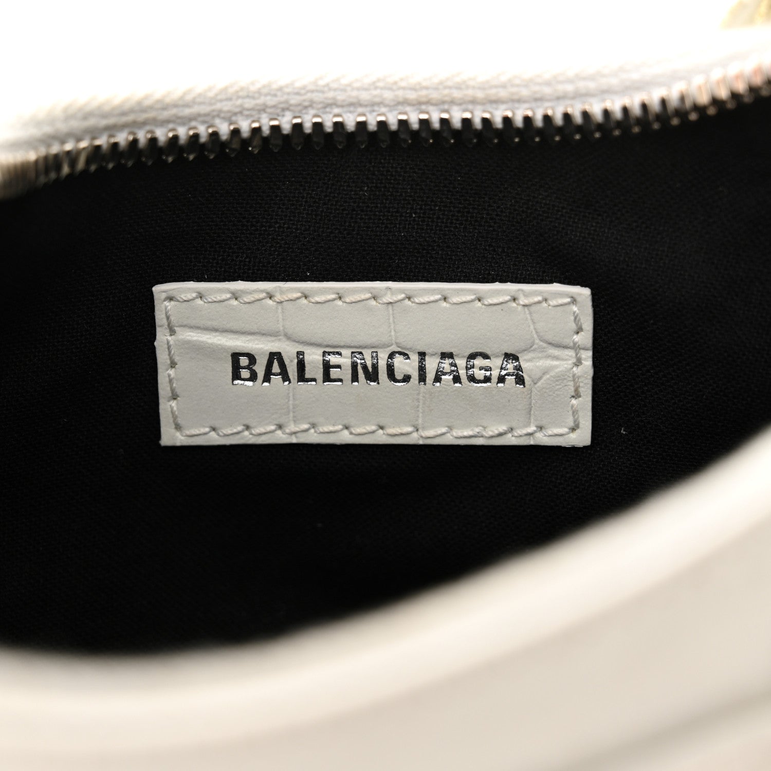 Balenciaga Extra Supple Calfskin Crocodile Embossed Le Cagole Shoulder Bag XS Optic White 7 of 11