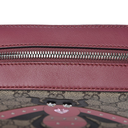 Gucci GG Supreme Monogram Calfskin Be0e Embellished Small Shoulder Bag Beige New Rosette 11 of 12