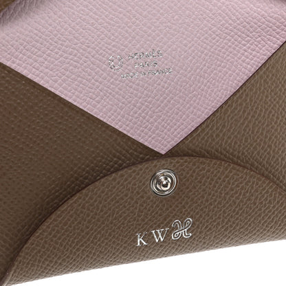 Hermes Epsom Horseshoe Calvi Card Case Etoupe Mauve Pale 6 of 8